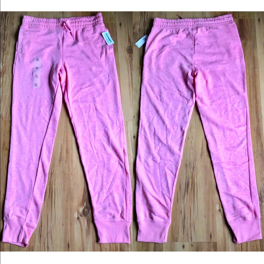 NEW High Waisted Vintage Joggers Sweatpants Pockets PINK XL Girl’s OLD NAVY